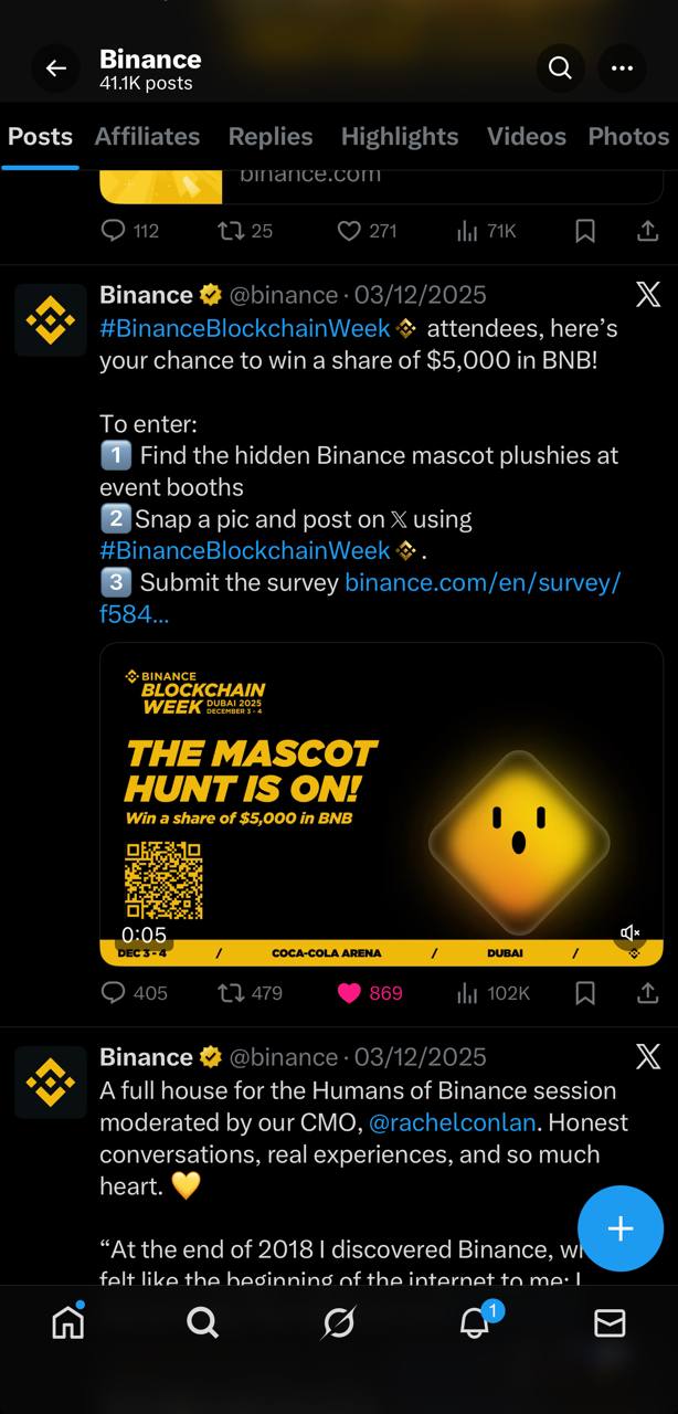Binance mascot hunt announcement